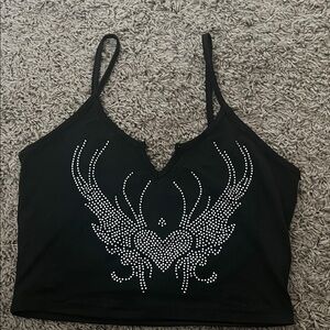 Source Unknown Black Tank Top with Silver Accents